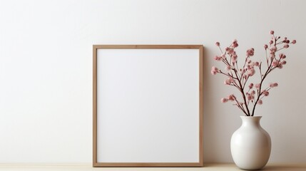 frame on a wall with empty white mock up