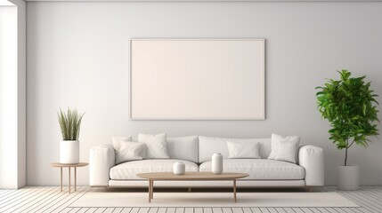 3d render of a room with  empty white mock up
