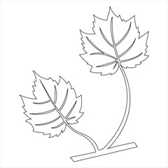 Continuous one line art drawing maple leaf botanical decorative symbol outline vector illustration