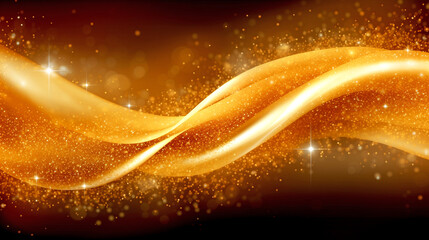 Magical Golden Fantasy - Abstract Background With Golden Waves And Stars - legal AI