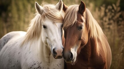 Embracing Two Horses - Love and Friendship between Farm Animals