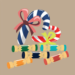 Candies and Christmas lollipops. A vector image. Sweet assorted.