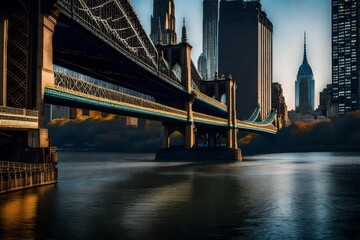 Obraz premium city bridge and city skyline