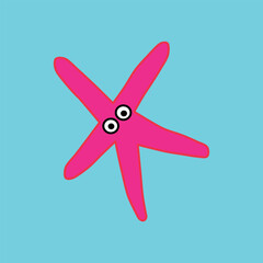 The red seastar on the light blue background