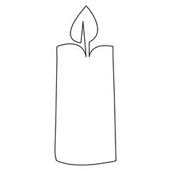 Candle light single line art drawing continuous vector isolated on white minimalist style