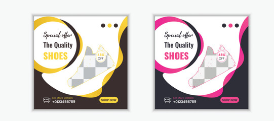 vector shoe/ sneakers sale social media post design in different color.