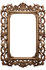 Antique brass filigree frame isolated on white 