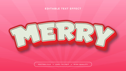 Pink red and white merry 3d editable text effect - font style