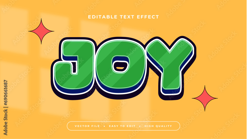 Poster orange yellow and green joy 3d editable text effect - font style