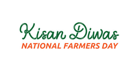 Kisan Diwas National Farmers Day Handwritten text calligraphy vector illustration. Great for celebrations, events, Festivals, and campaigns through handwritten text