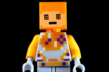 Fototapeta premium LEGO Minecraft man with square yellow head