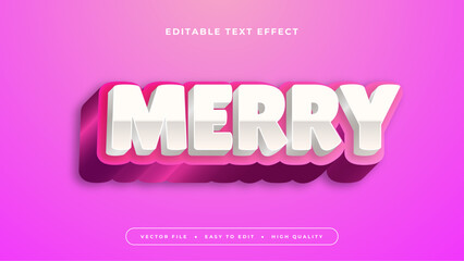 Pink and white merry 3d editable text effect - font style