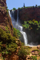 Ouzoud waterfalls, Cascades d'Ouzoud with a small lake in Grand Atlas village of Tanaghmeilt, ...