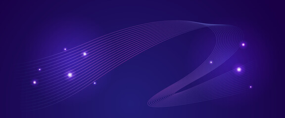 Blue and purple violet vector tech line banner vector illustration. Modern shiny lines futuristic technology concept. Suit for poster, banner, brochure, corporate, website