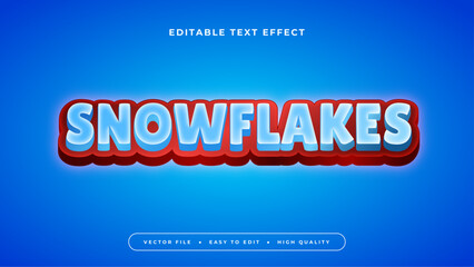 Blue and red snowflake 3d editable text effect - font style