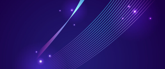 Blue and purple violet vector abstract creative wavy lines technology banner. Modern shiny lines futuristic technology concept. Suit for poster, banner, brochure, corporate, website