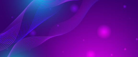 Blue and purple violet technology vector futuristic glowing wavy lines banner. Minimalist modern wavy concept for banner, flyer, card, or brochure cover