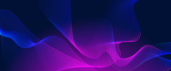 Blue and purple violet vector abstract technology flowing waves design banner. Minimalist modern wavy concept for banner, flyer, card, or brochure cover
