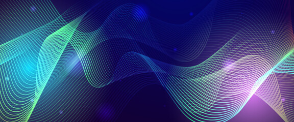 Blue and green vector abstract wavy banners with line. Minimalist modern wavy concept for banner, flyer, card, or brochure cover