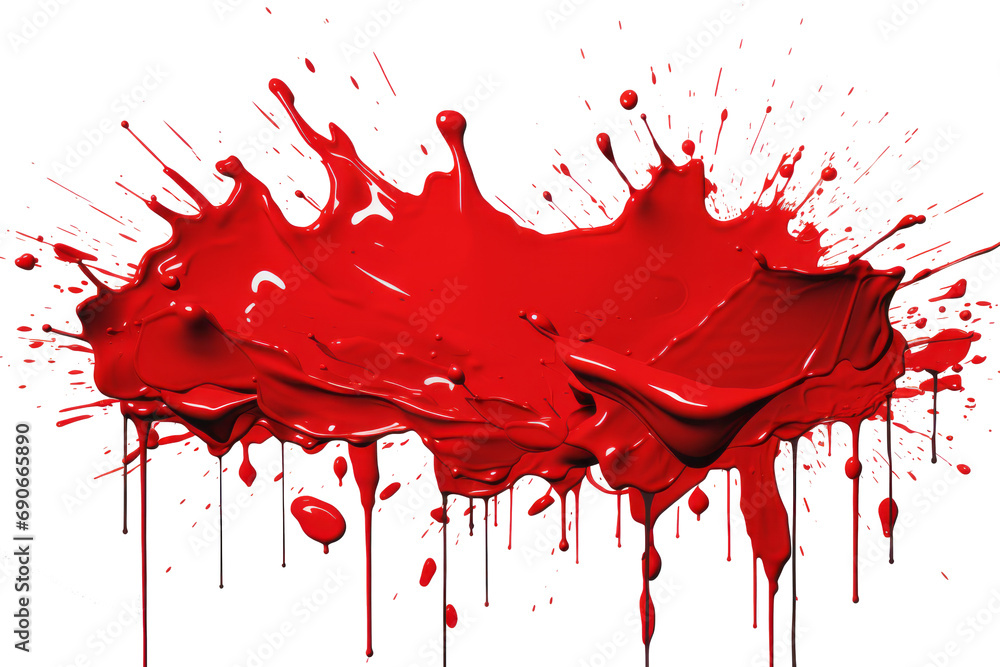 Poster red paint splatter, splash, drips, simple minimal, flat vector, isolate on transparent background ge