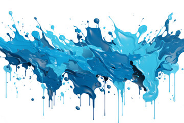 Fototapeta premium Blue paint splatter, minimal flat vector, isolated on white, 2D design.