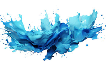 Blue paint splatter, minimal flat vector, isolated on white, 2D design.