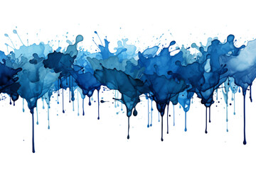 Blue paint splatter, minimal flat vector, isolated on white, 2D design.
