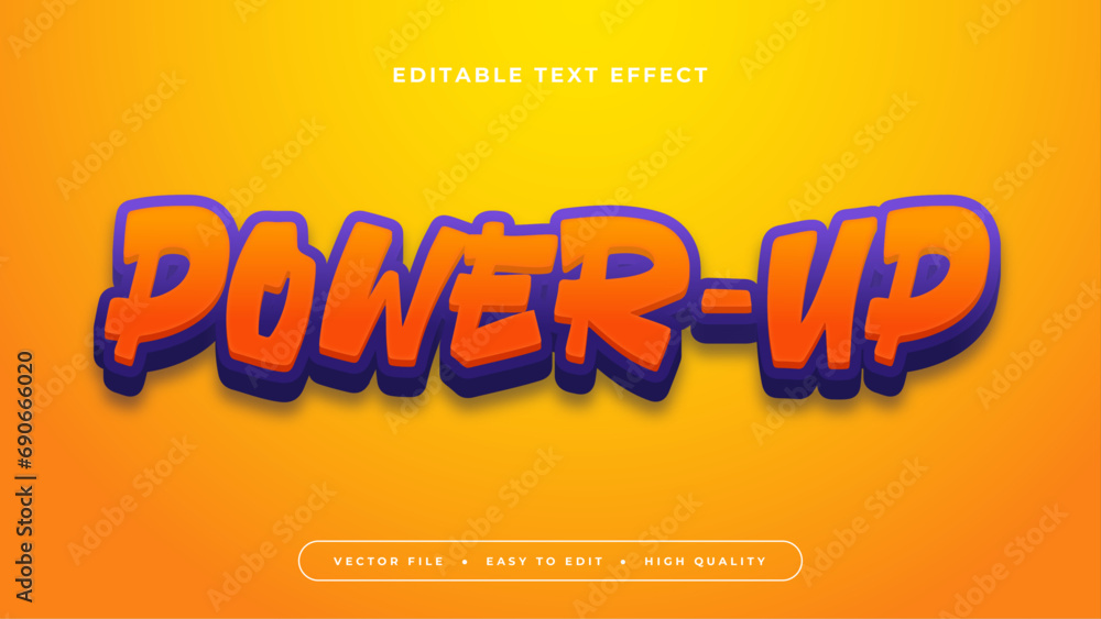 Poster orange blue and yellow power up 3d editable text effect - font style