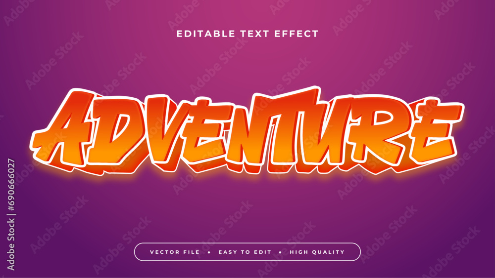 Poster Orange white and purple violet adventure 3d editable text effect - font style