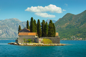 Island of Saint George off the coast of Perast town in Bay of Kotor