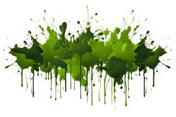 Green paint splatter, splash, drips, simple minimal, flat vector, isolate on transparent background,generative ai