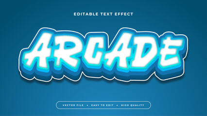 Blue and white arcade 3d editable text effect - font style