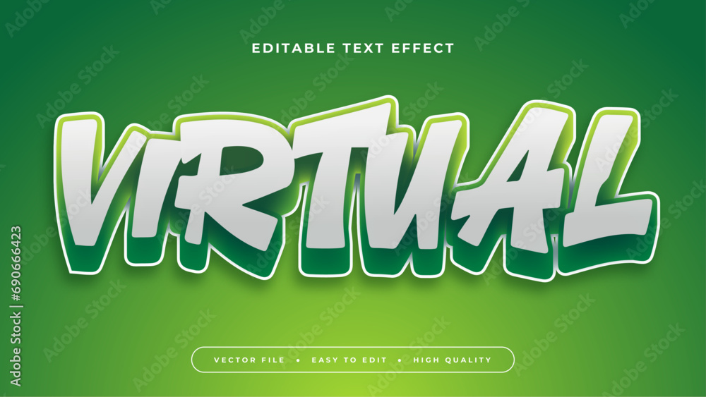Poster Green and white virtual 3d editable text effect - font style