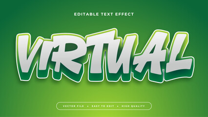 Green and white virtual 3d editable text effect - font style