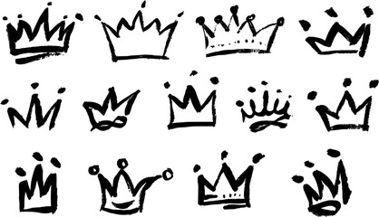 Grunge Crown Icon Set