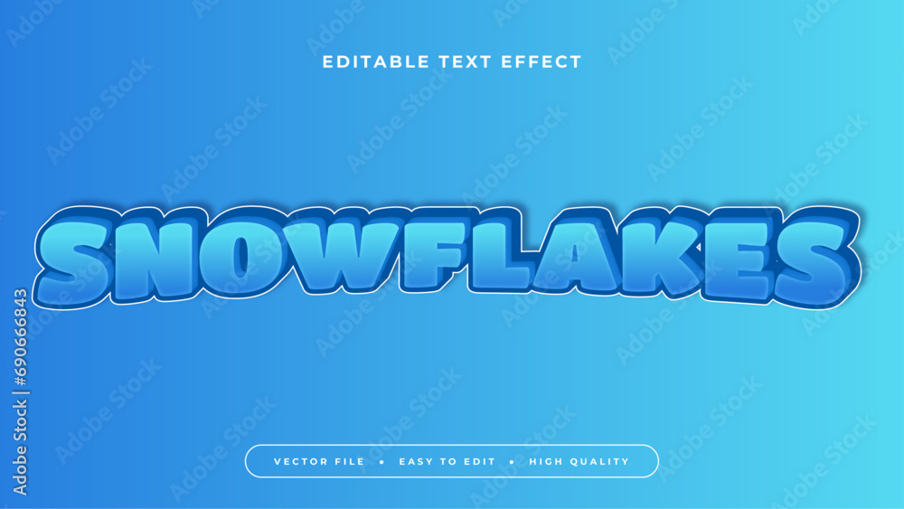 Poster Blue and white violet snowflake 3d editable text effect - font style