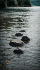 gray and black stone on water during daytime ai generated