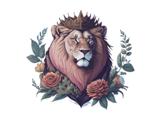 Lion head for logo or icon drawing elegant minimalist style illustration, Png Clip Art.