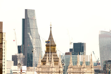 New London skyline, air view - 690667680