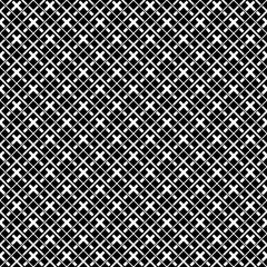 Seamless surface pattern with ethnic ornament. White crossed diagonal stripes grill on black background. Crosses, strokes, diamonds and stripes motif. Geometric wallpaper. Digital paper, print. Vector