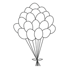 Balloon one line art drawing continuous heart vector outline minimalism design illustration