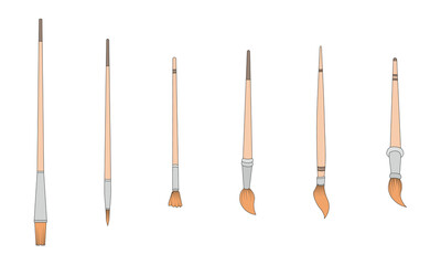 Collection of flat design painting brushes. Vector illustration