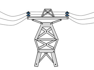 Illustration design electric pole cartoon