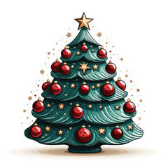 Christmass tree, gifts, illustration