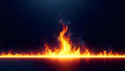 Dynamic fire texture over dark background, abstract design concept. Generative AI