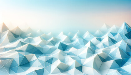 Abstract polygonal landscape, geometric style on light blue background. Generative AI