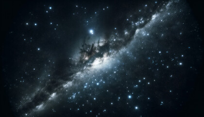 Naklejka premium Starry night sky with glimpses of the galaxy, cosmic background. Generative AI