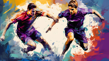 soccer players in action - obrazy, fototapety, plakaty