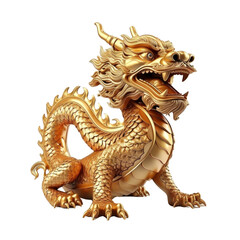 Obraz premium Golden dragon isolated on white transparent, 2024 Chinese new year, year of the dragon. PNG