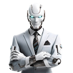 Modern businessman robot on transparent background PNG